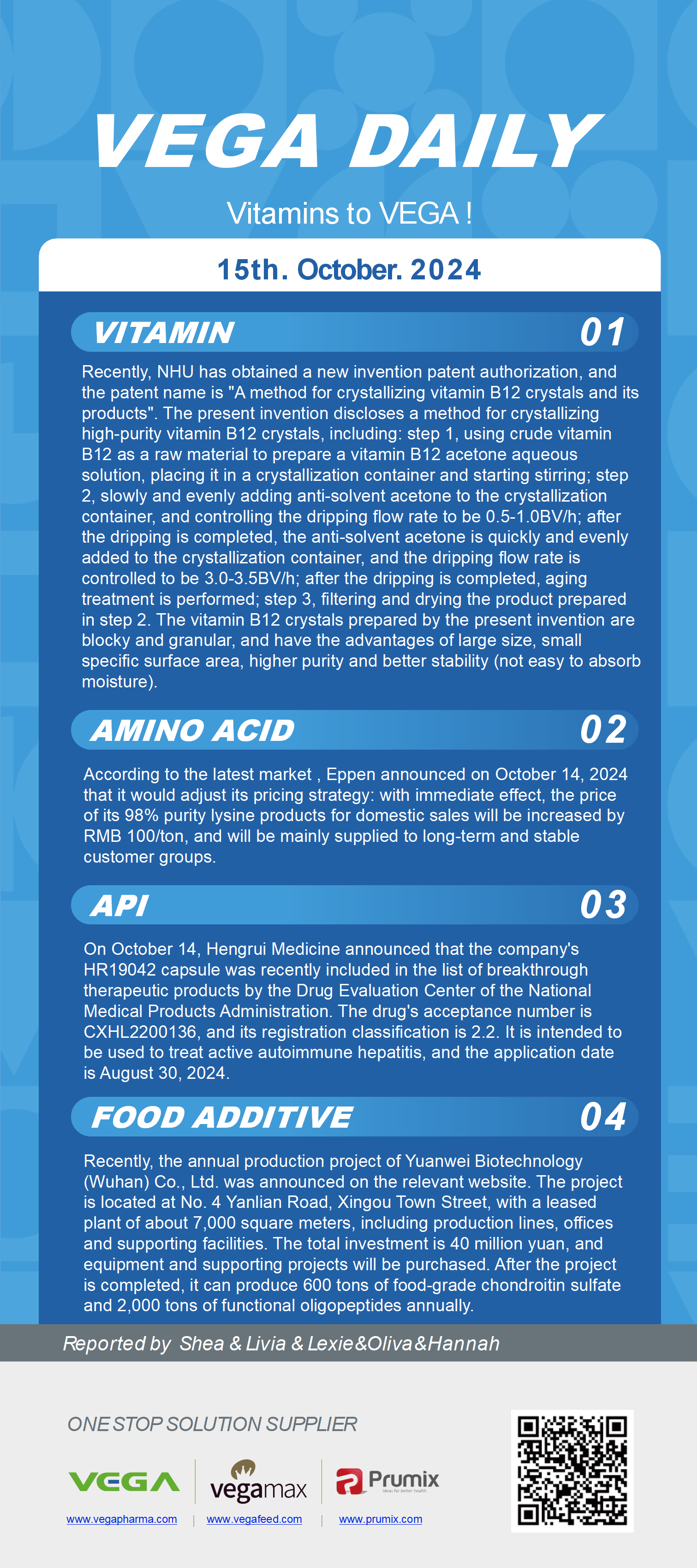 Vega Daily Dated on Oct 15th 2024 Vitamin Amino Acid APl Food Additives.png